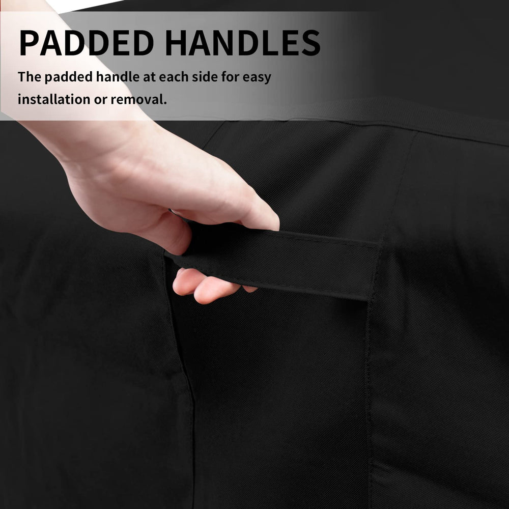 Easy-Going patio cover with fabric handles for easy use