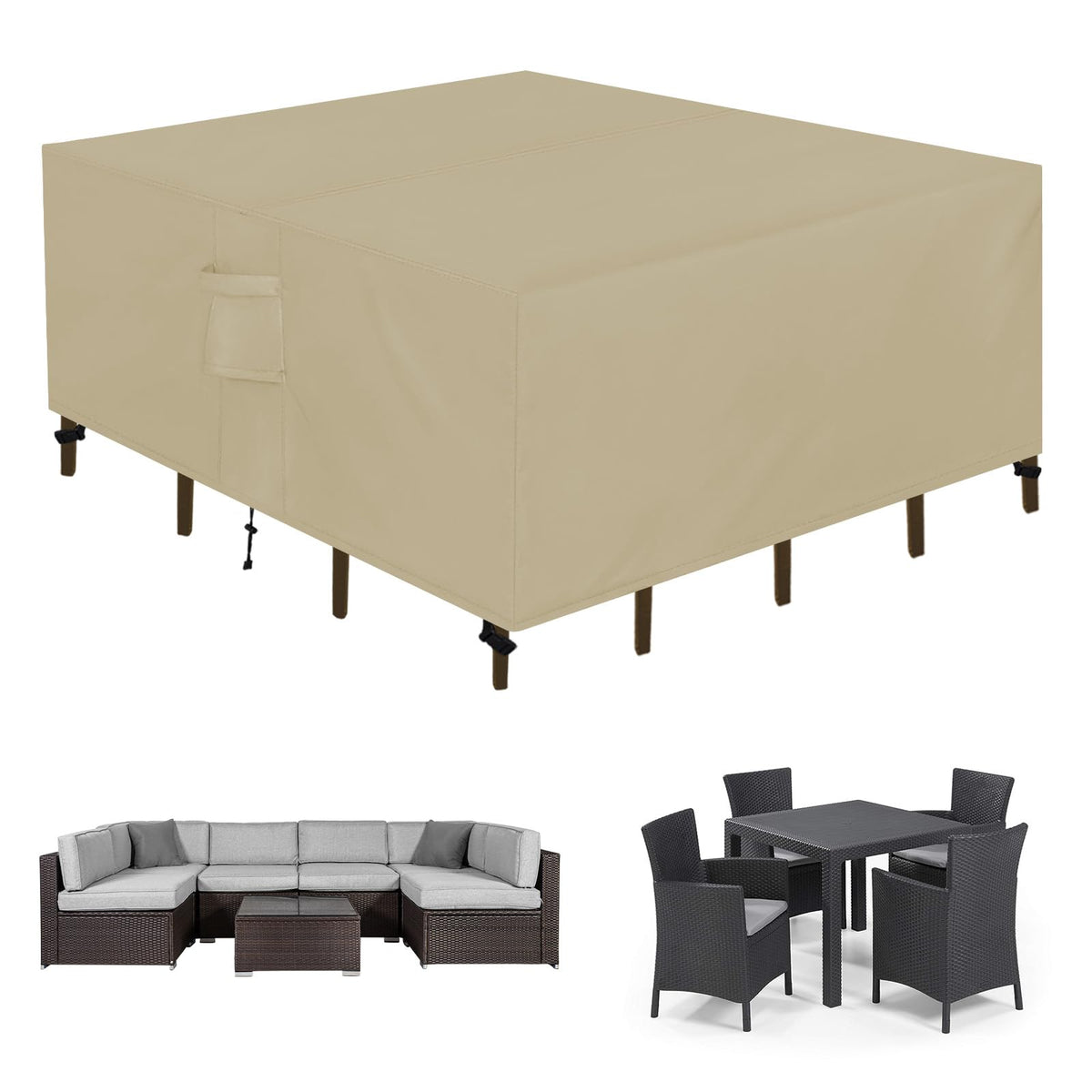 Easy-Going Patio Furniture Cover in camel, front view