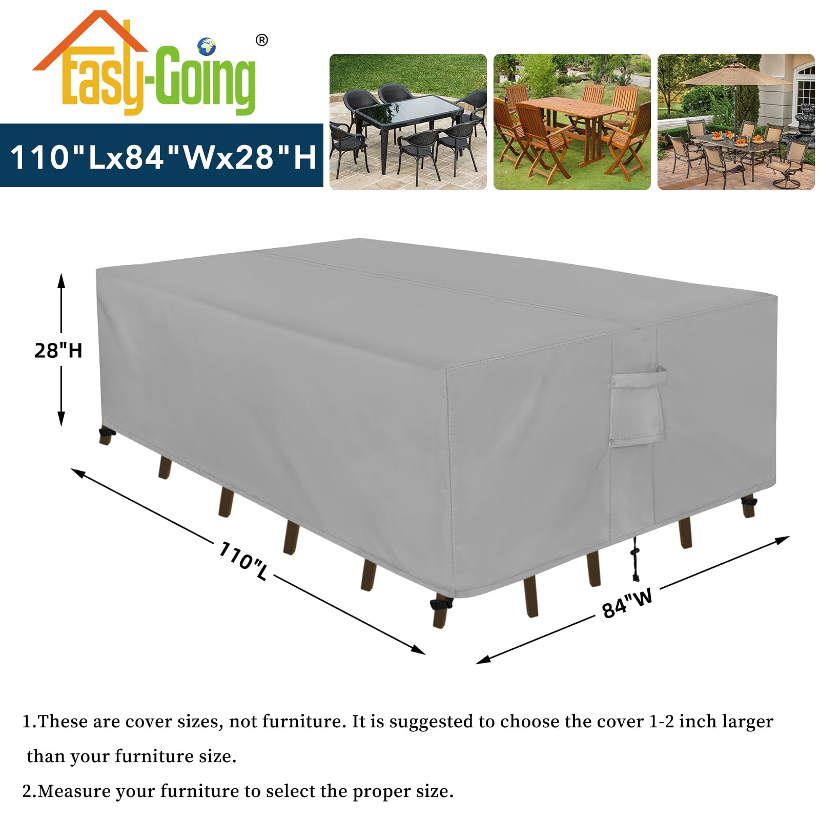 Easy-Going Patio Furniture Cover showing waterproof features