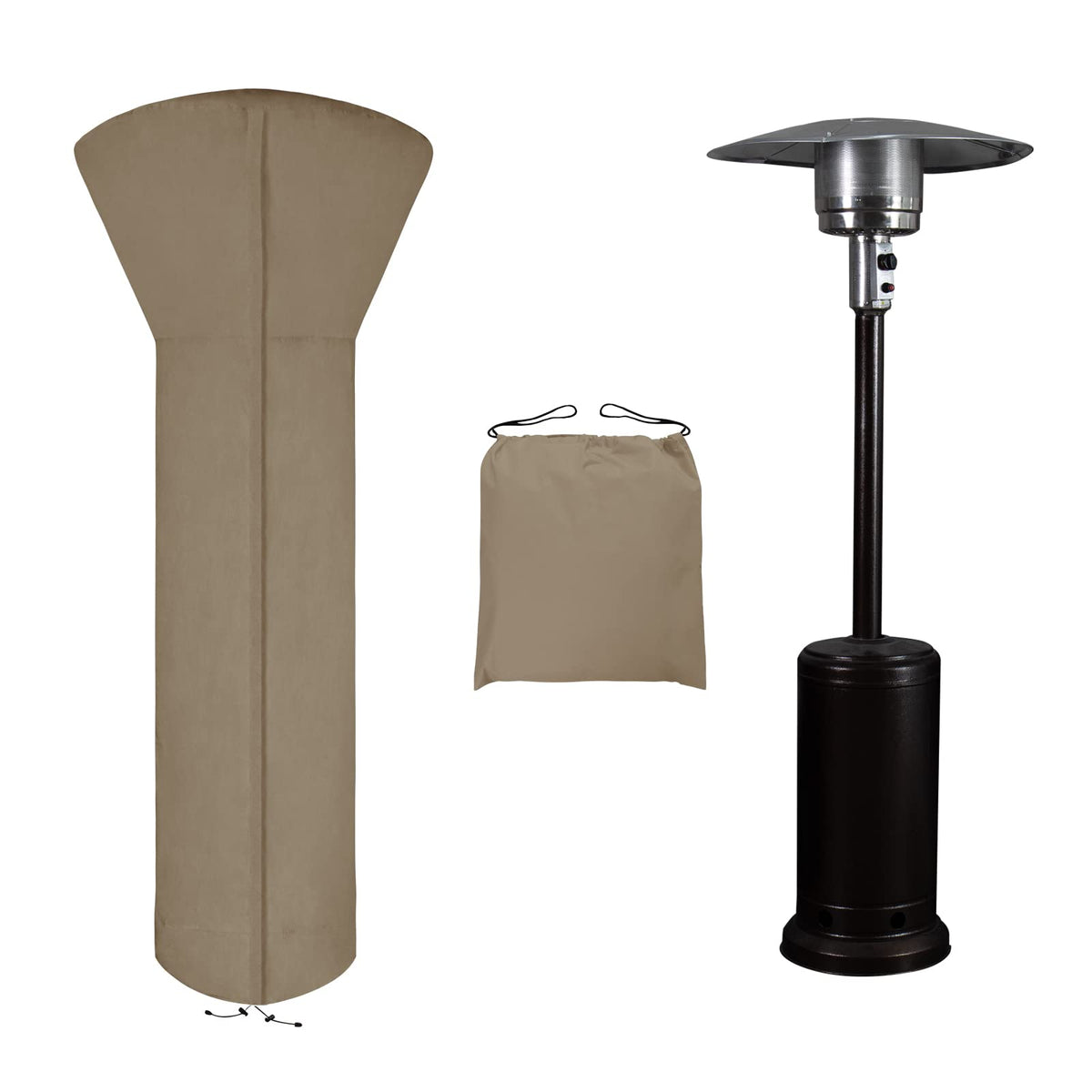 Easy-Going Patio Heater Cover front view in camel colour