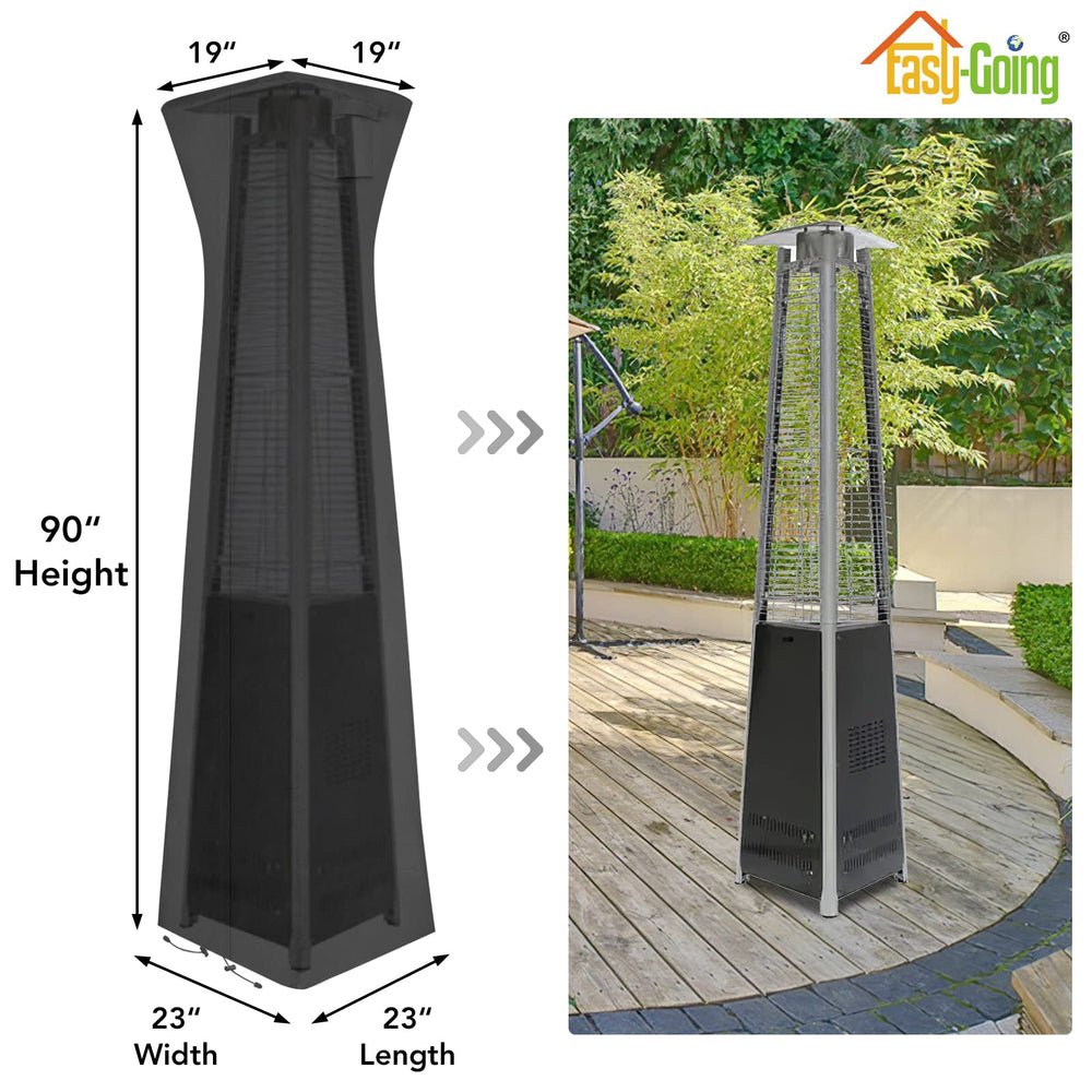 Easy-Going Pyramid Torch Patio Heater Cover with zipper detail