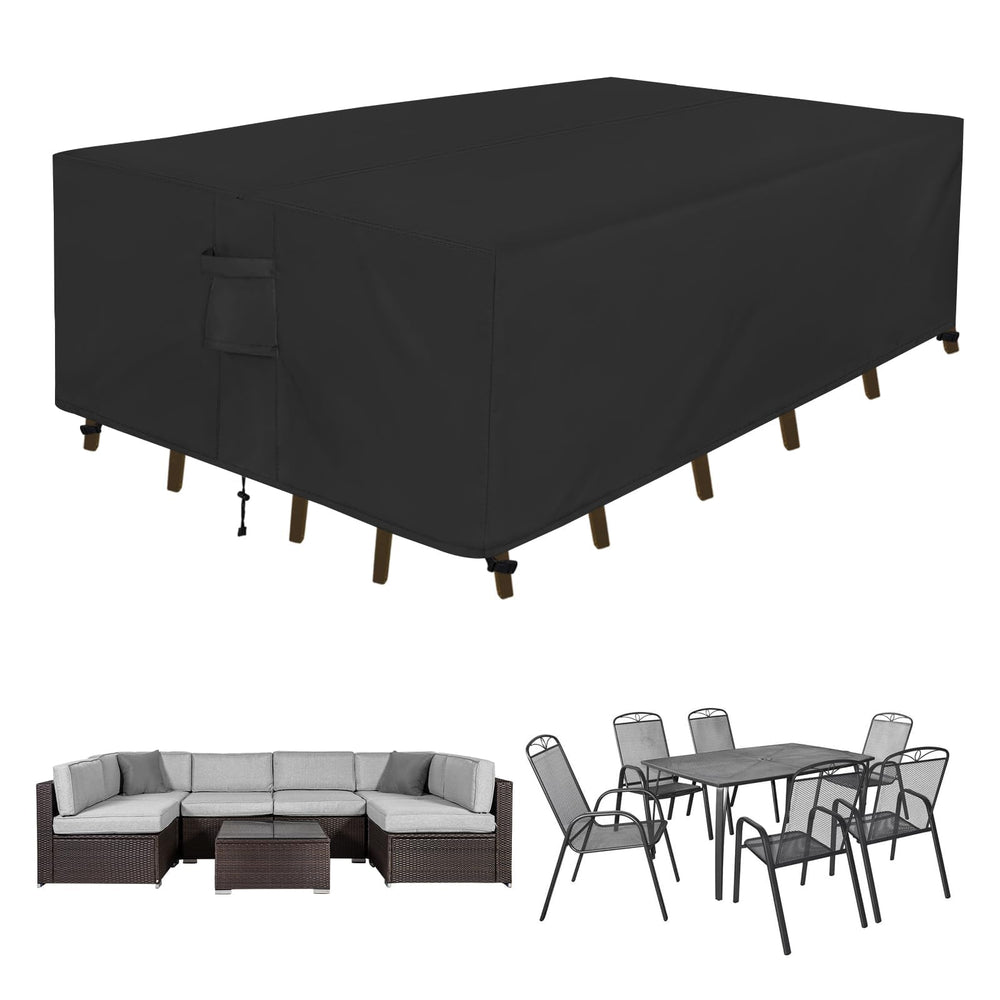 Easy-Going Rectangle Patio Furniture Cover front view, black fabric