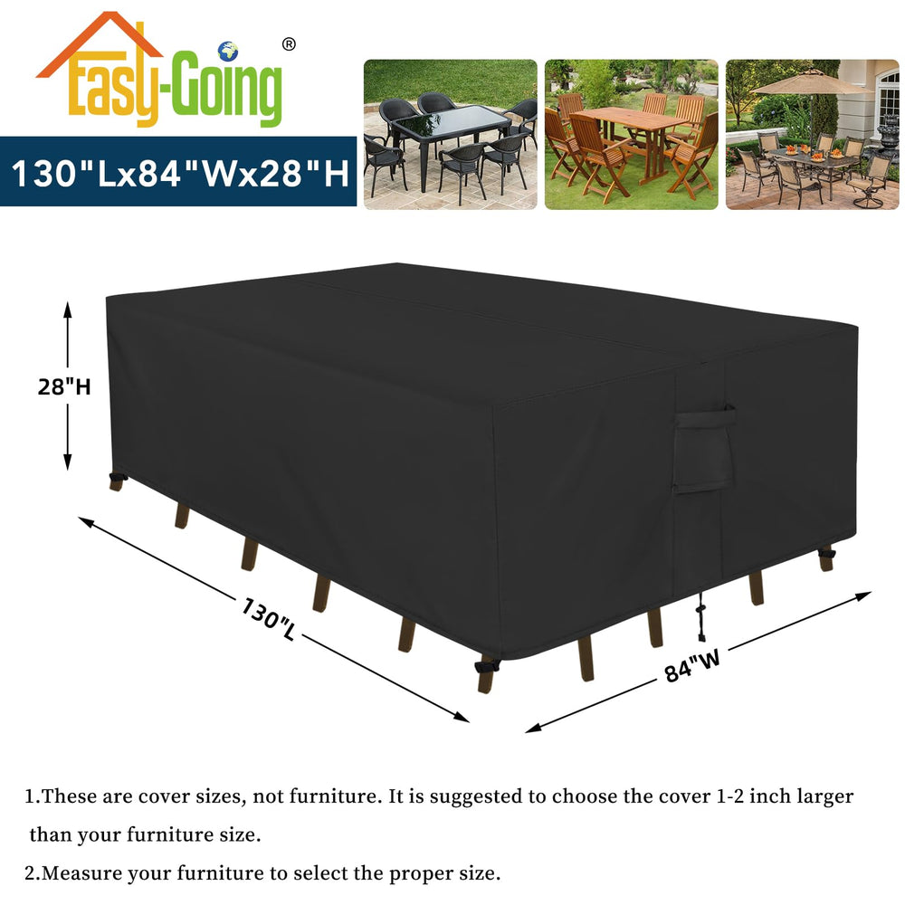Easy-Going Rectangle Patio Furniture Cover side view, showing dimensions