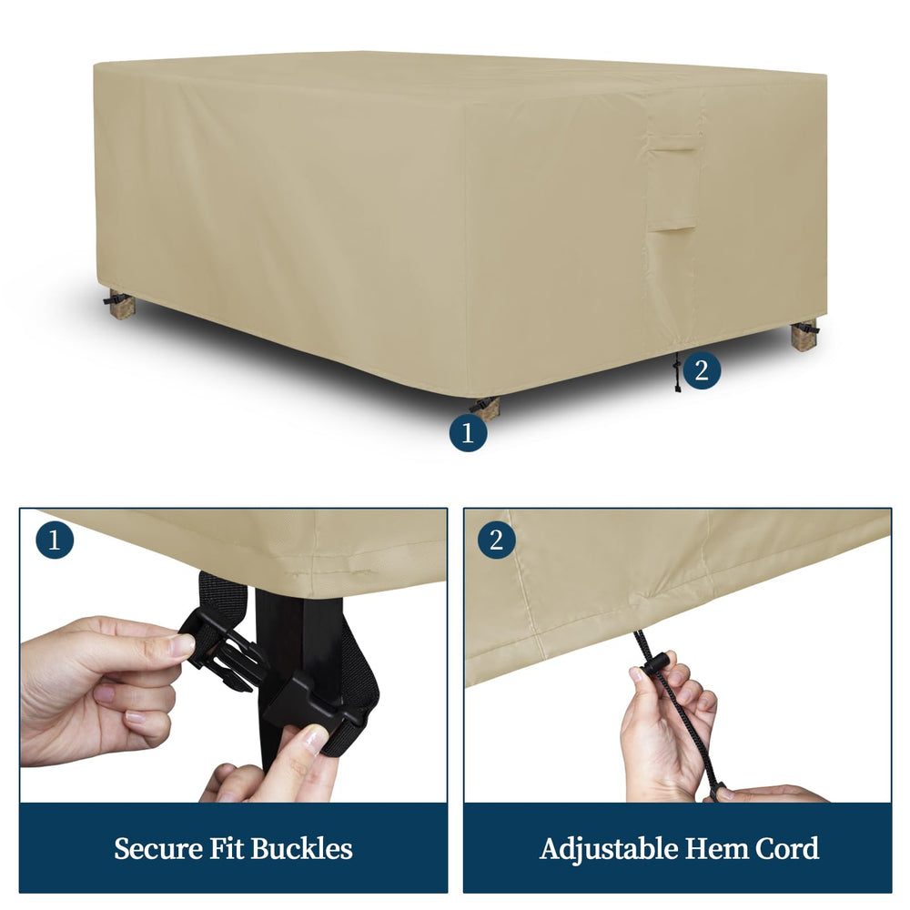 Easy-Going Rectangle Patio Furniture Cover side view with air vents