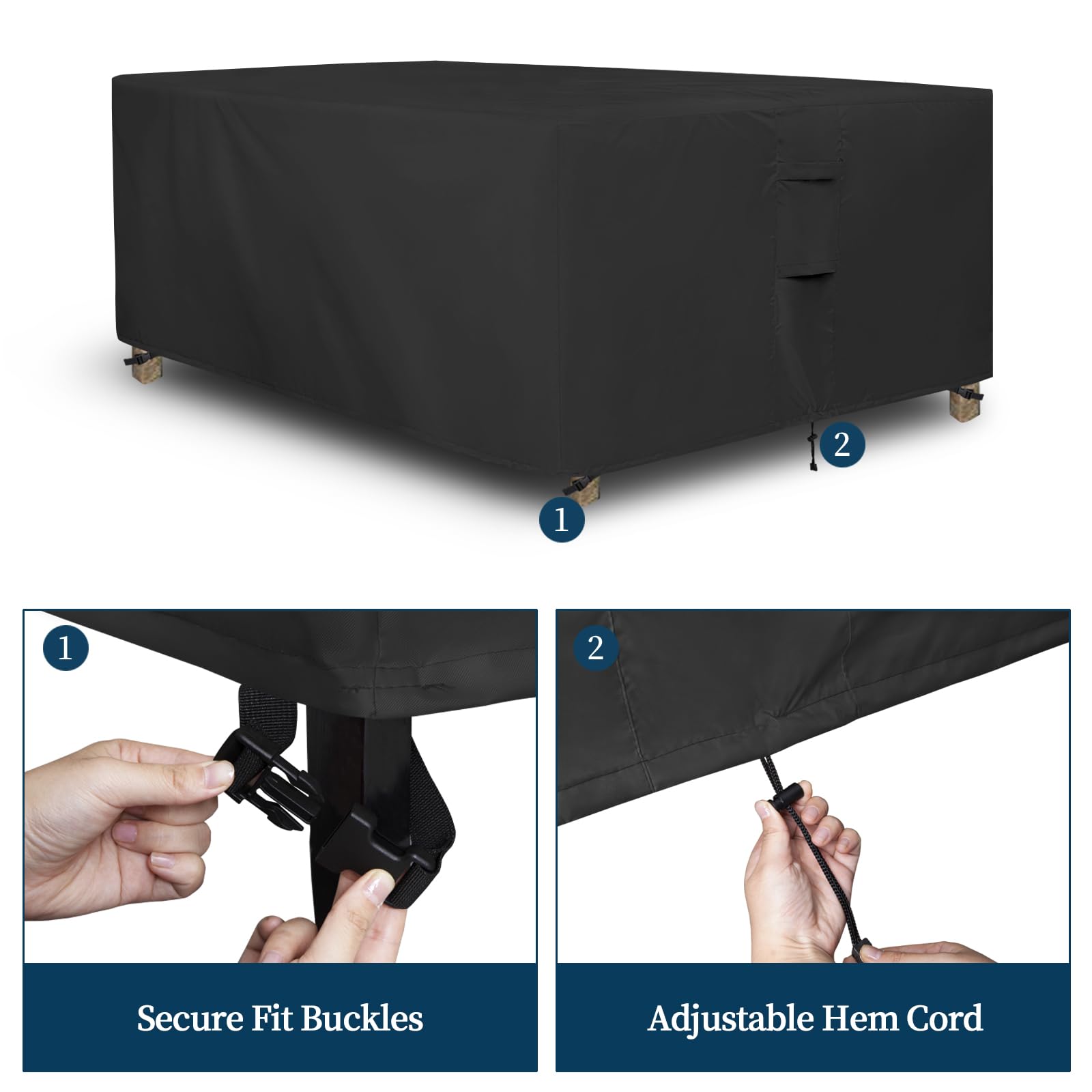 Easy-Going Rectangle Patio Furniture Cover with air vent feature