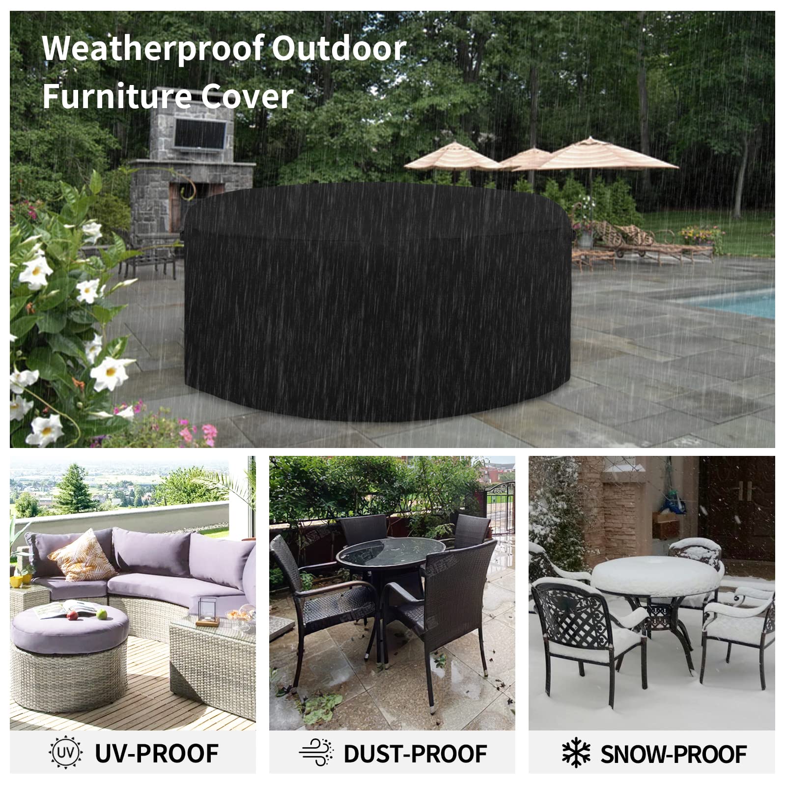 Easy-Going Round Patio Furniture Cover in black colour