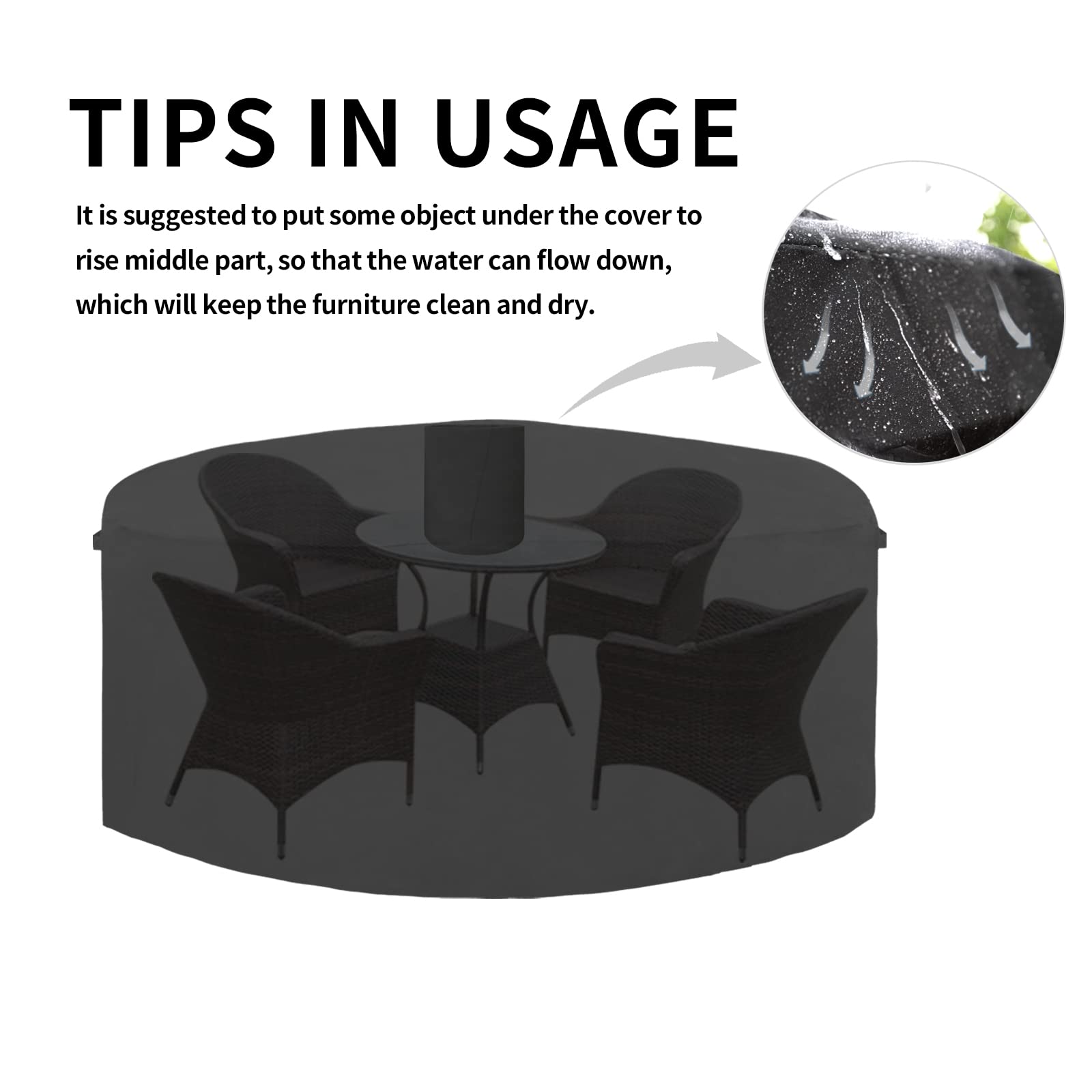 Easy-Going Round Patio Furniture Cover with quick-release buckles