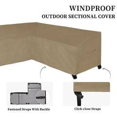 Easy-Going sectional cover with straps secured on sofa