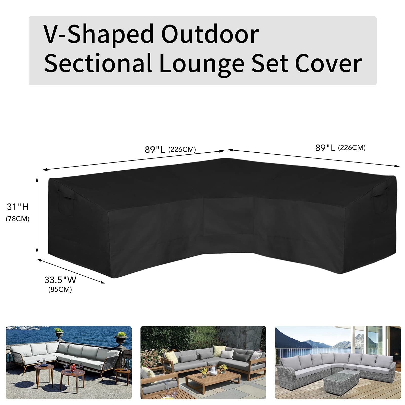 Easy-Going sectional sofa cover dimensions on measuring tape