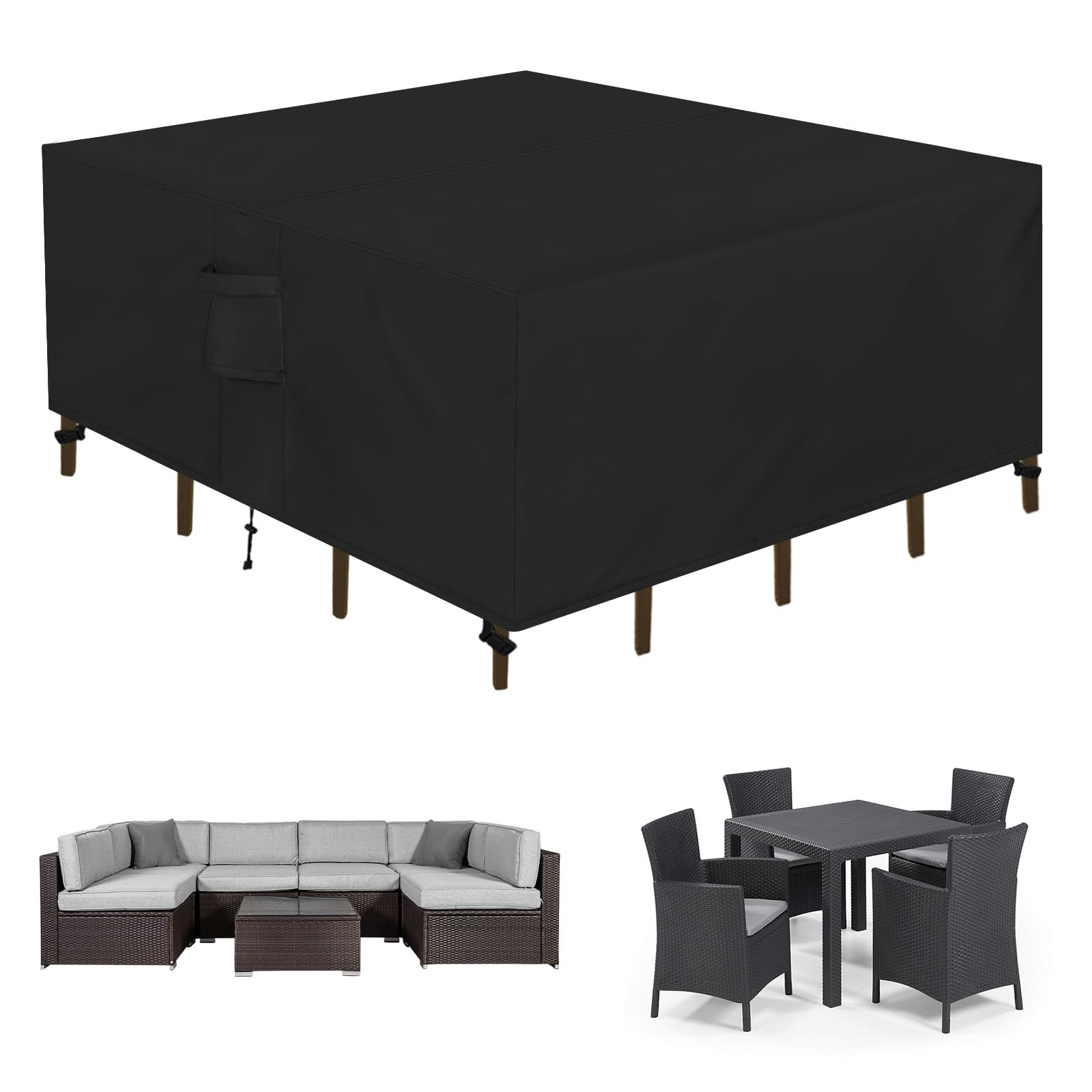 Easy-Going Square Patio Furniture Cover in black, front view