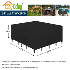 Easy-Going Square Patio Furniture Cover showing waterproof fabric