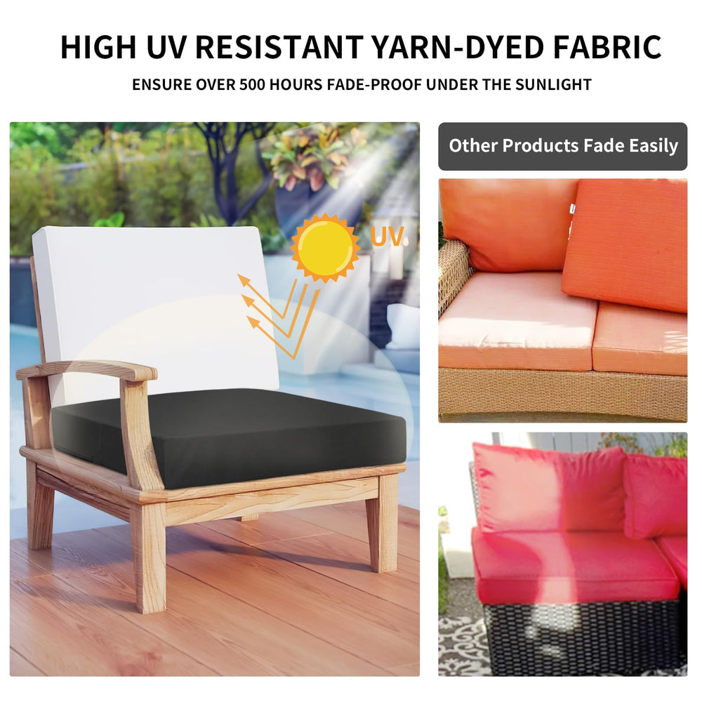 Easy-Going waterproof cushion cover on a patio chair