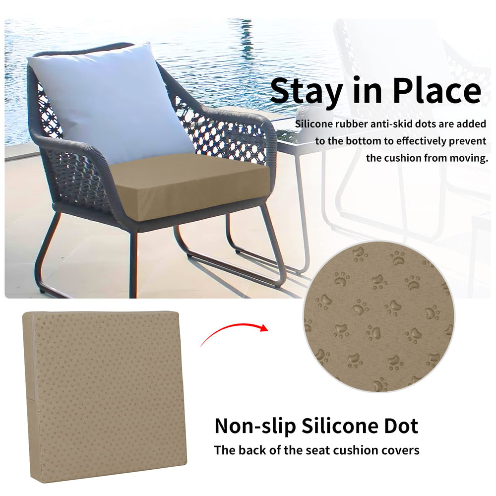 Easy-Going Waterproof Patio Cushion Cover Camel back view