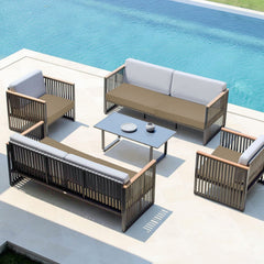 Easy-Going waterproof patio cushion cover camel colour side view