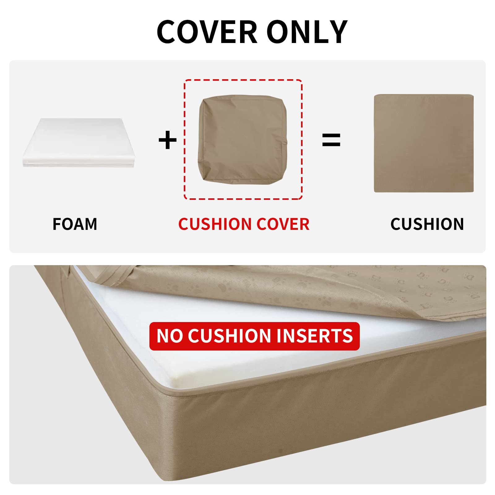 Easy-Going Waterproof Patio Cushion Cover Camel texture close-up