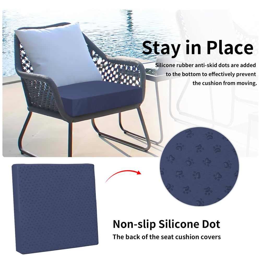 Easy-Going Waterproof Patio Cushion Cover Navy side view