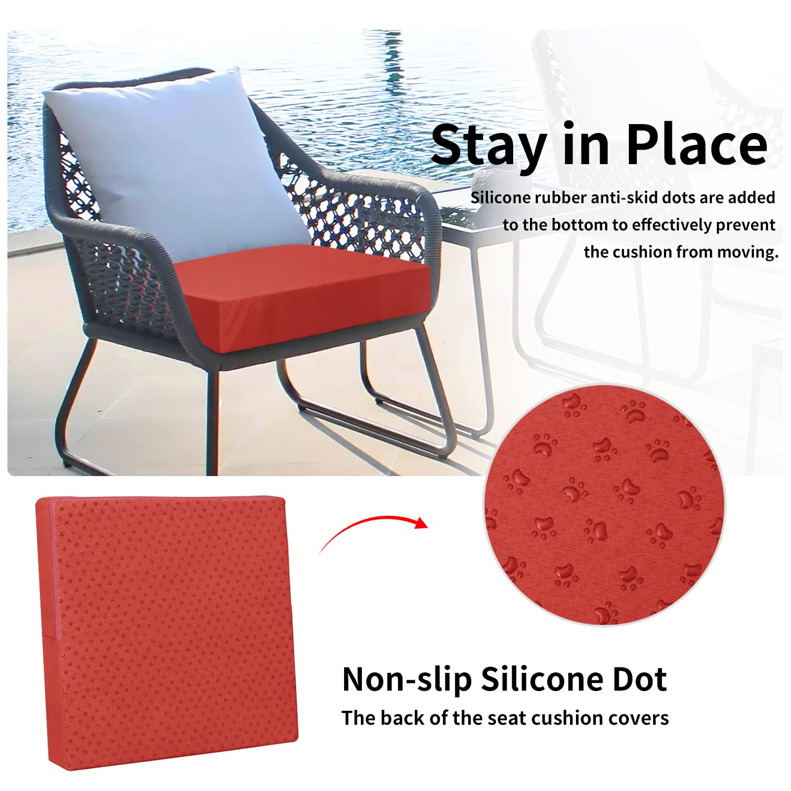 Easy-Going Waterproof Patio Cushion Cover on outdoor chair