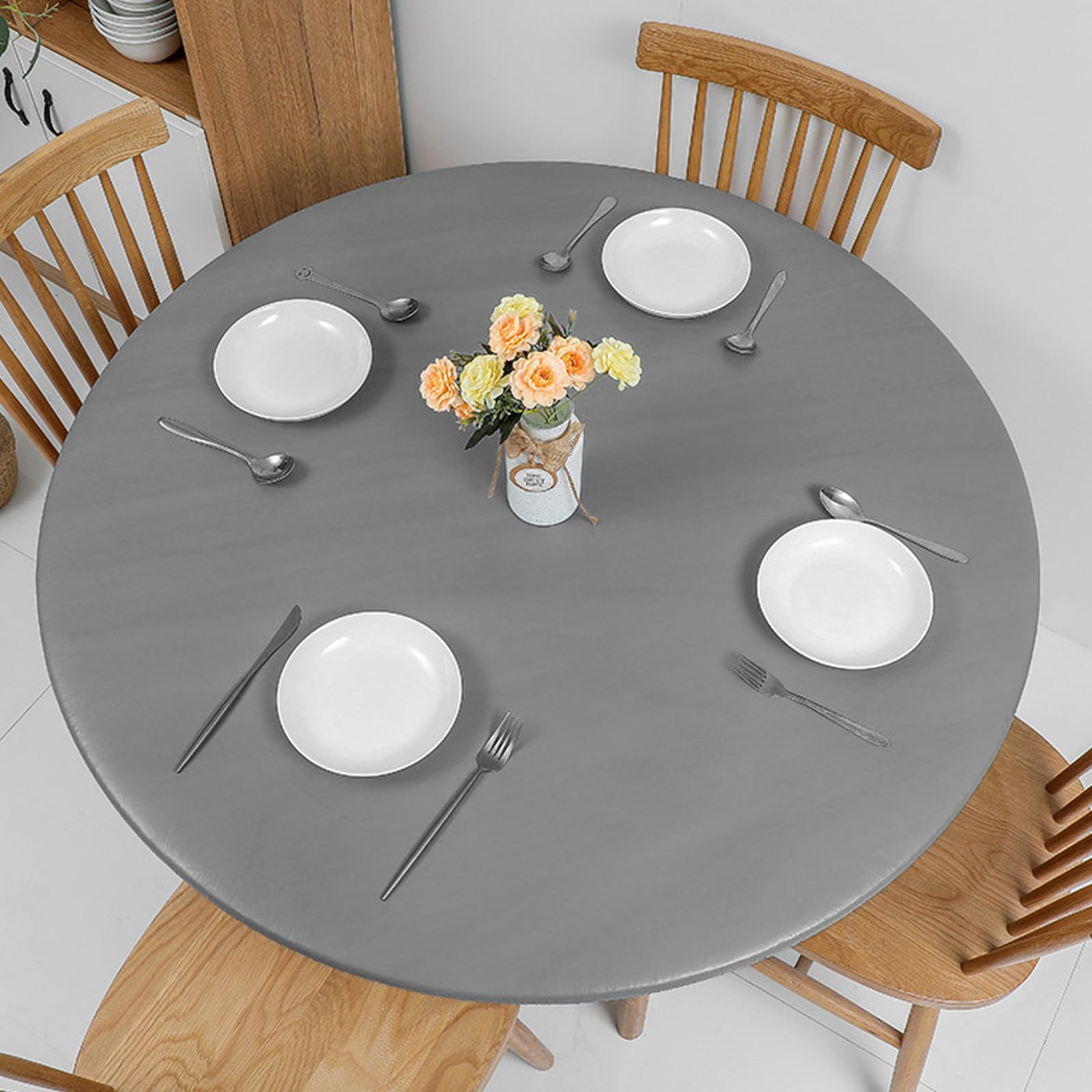 Easy maintenance of Romanstile vinyl tablecloth with a damp cloth