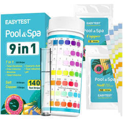 EASYTEST 9 IN 1 Pool Test Strips front view with packaging