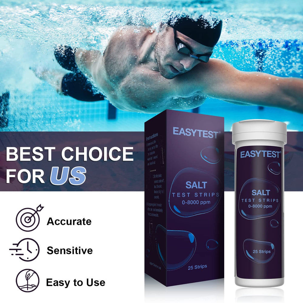 EASYTEST Saltwater Pool Test Strips colour chart for results