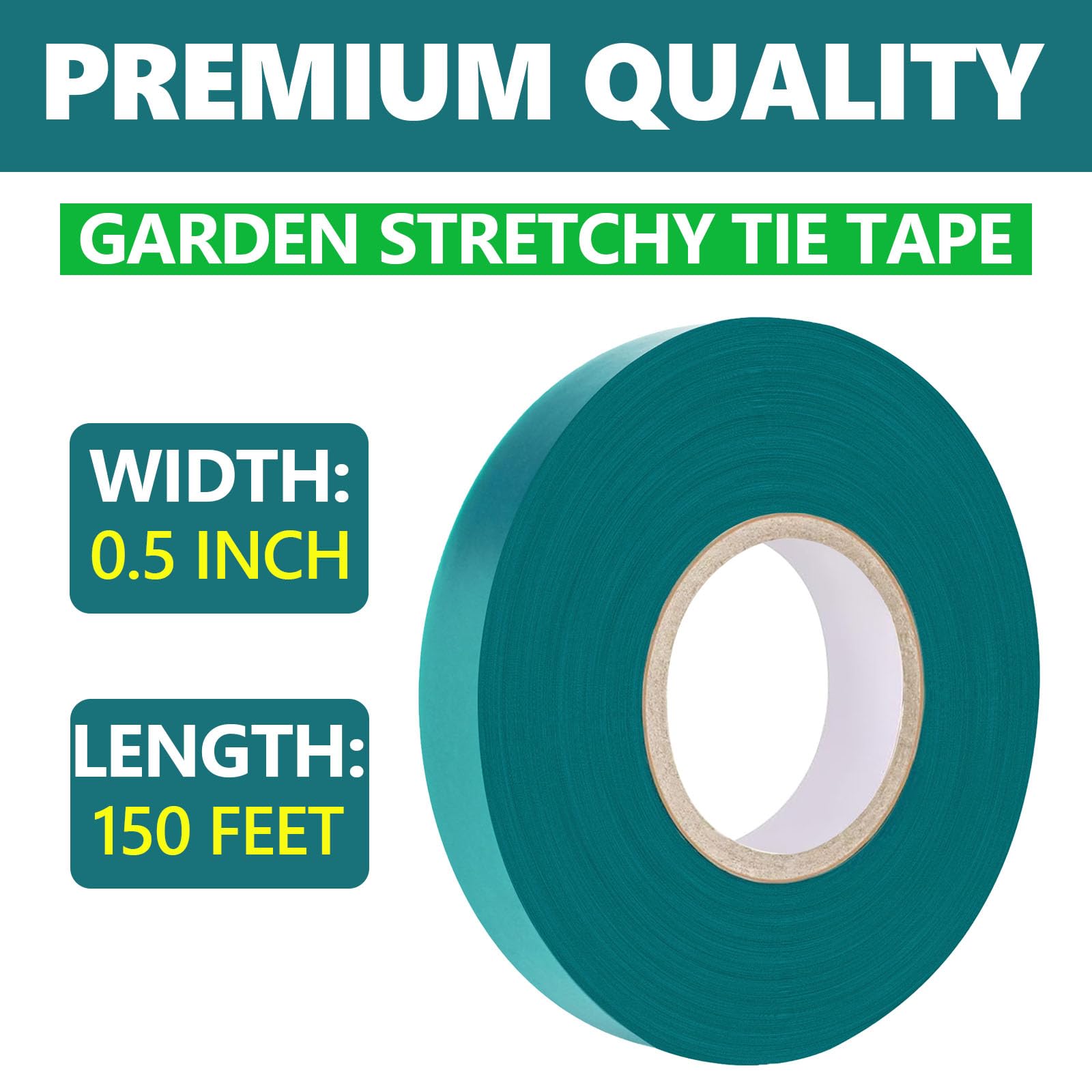 Easytle Stretch Tie Tape Roll 1/2 inch green vinyl tape in packaging