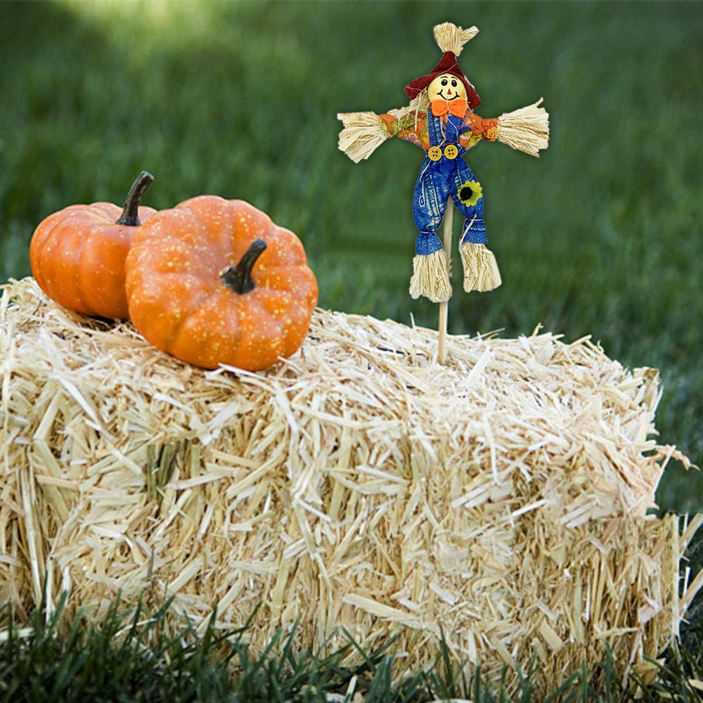 EBaokuup Halloween scarecrows inserted into garden soil
