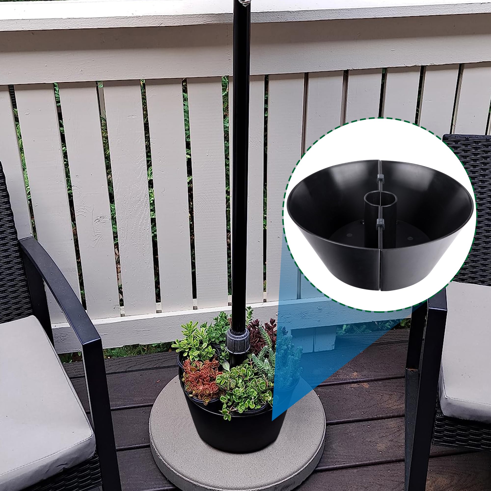 EBaokuup Umbrella Planters with umbrella pole in the centre