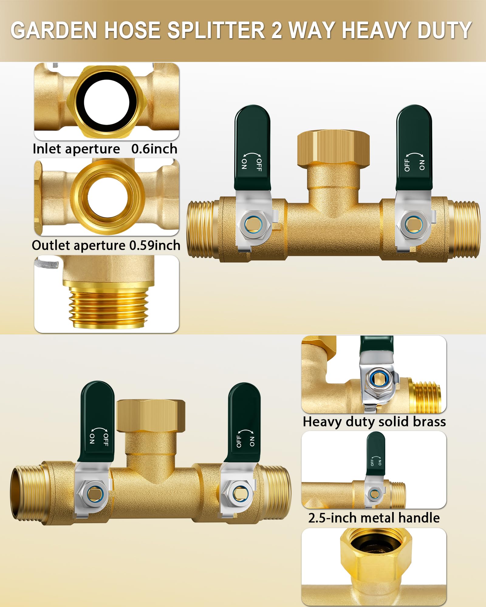 EBH Garden Hose Splitter 2 Way close-up of shutoff valve