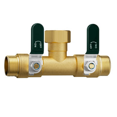 EBH Garden Hose Splitter 2 Way front view showing olive green finish