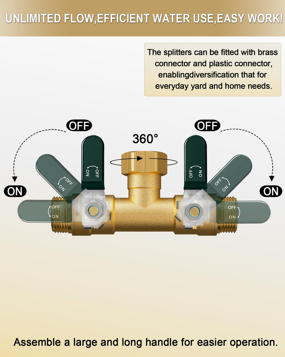 EBH Garden Hose Splitter 2 Way in packaging with accessories