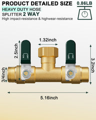 EBH Garden Hose Splitter 2 Way side view with ergonomic handle
