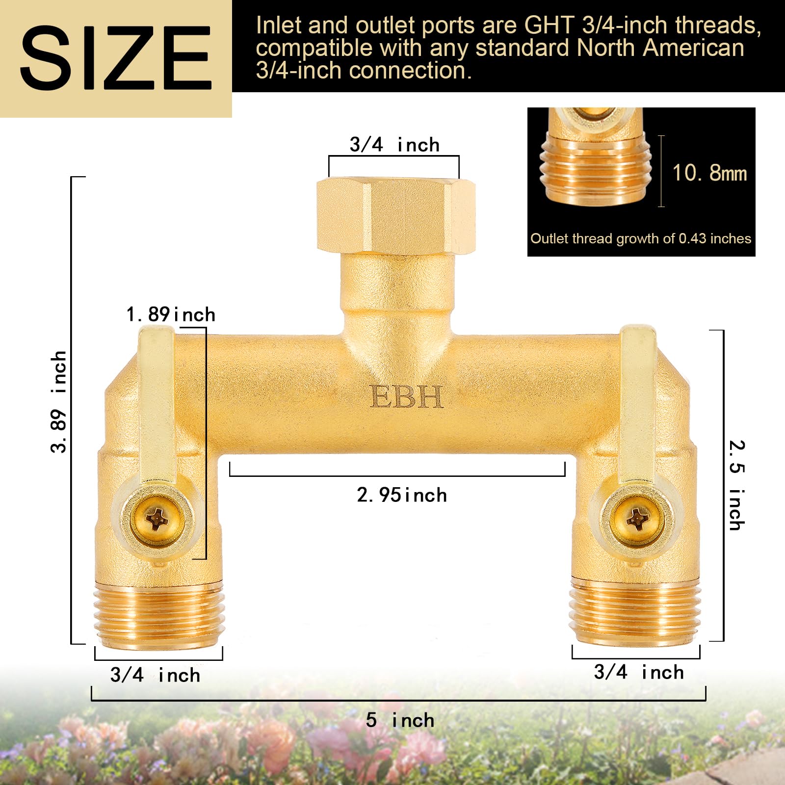 EBH Garden Hose Splitter side view with ergonomic handle