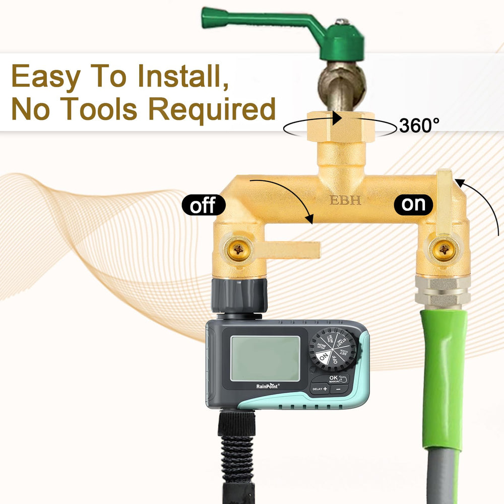 EBH Garden Hose Splitter used in a garden setting