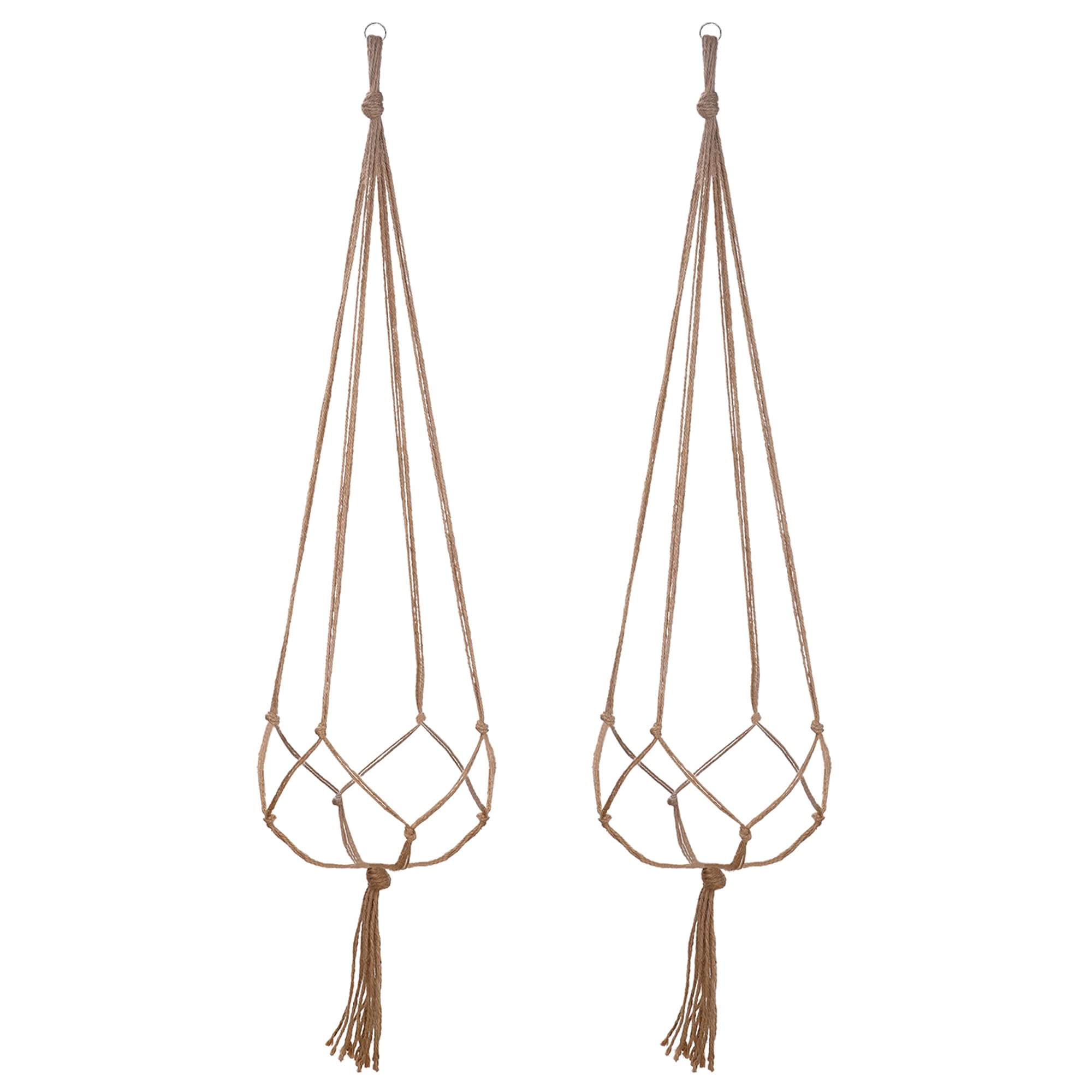 EBOOT 48 Inch Macrame Plant Hanger front view, linen color