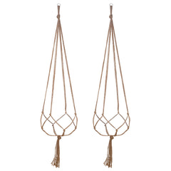 EBOOT 48 Inch Macrame Plant Hanger front view, linen color