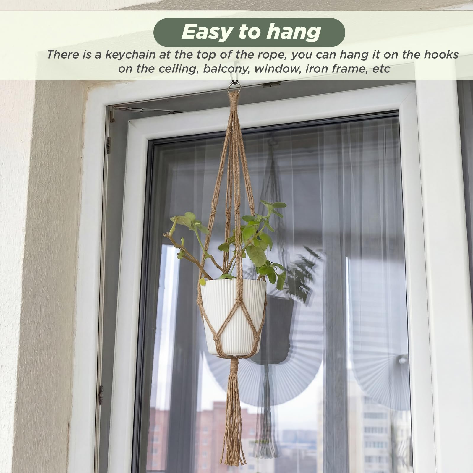 EBOOT Macrame Plant Hanger 33 Inch, back view