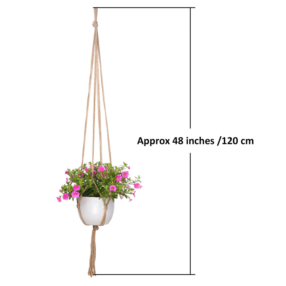EBOOT macrame plant hanger displaying a plant pot, indoor setting