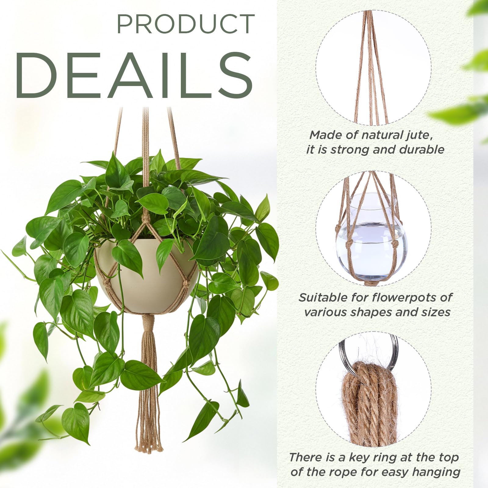 EBOOT Macrame Plant Hanger with plant pot in the middle