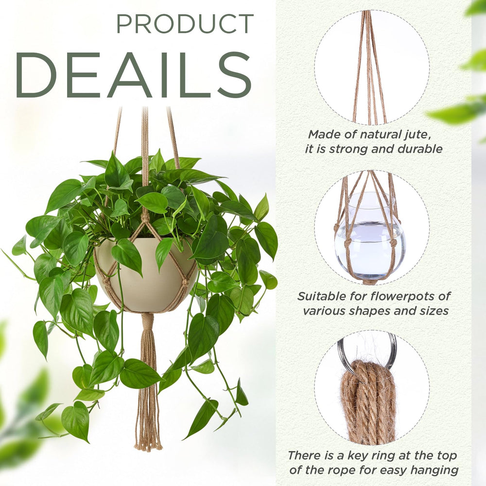 EBOOT Macrame Plant Hanger with plant pot in the middle