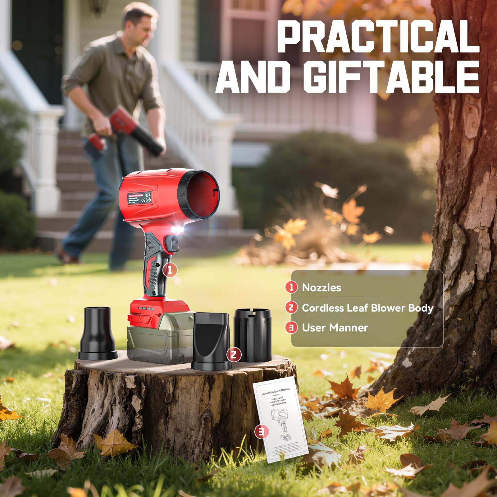 Ecarke cordless leaf blower with airflow demonstration