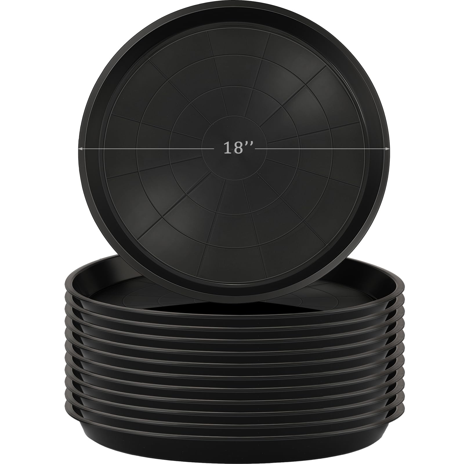 Eccliy 18 Inch Plant Saucer Tray in black front view