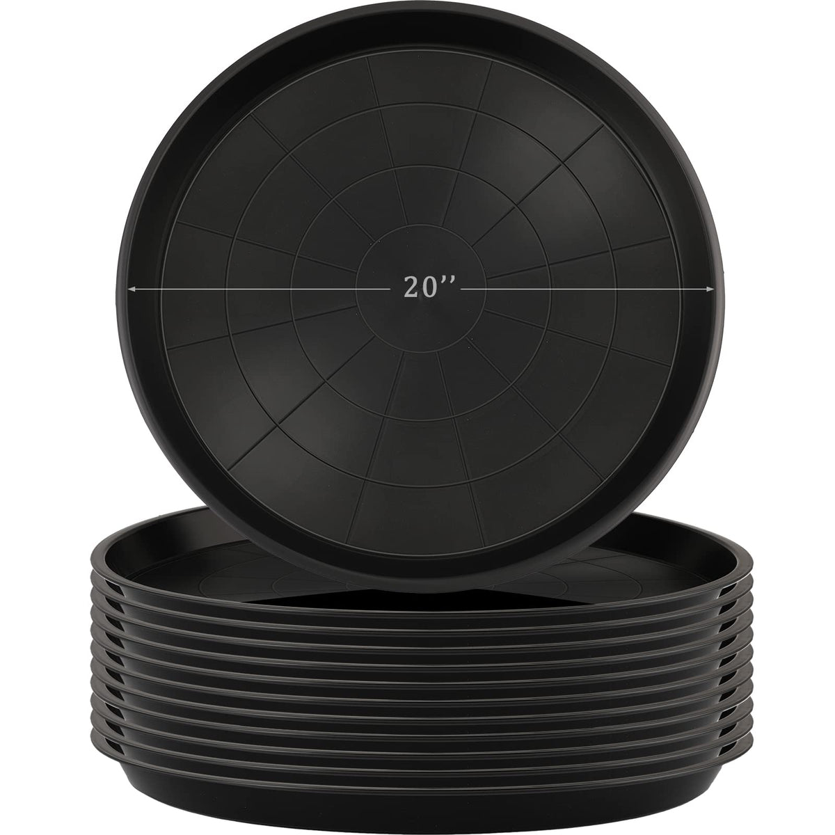 Eccliy 20-inch black plant saucer tray front view