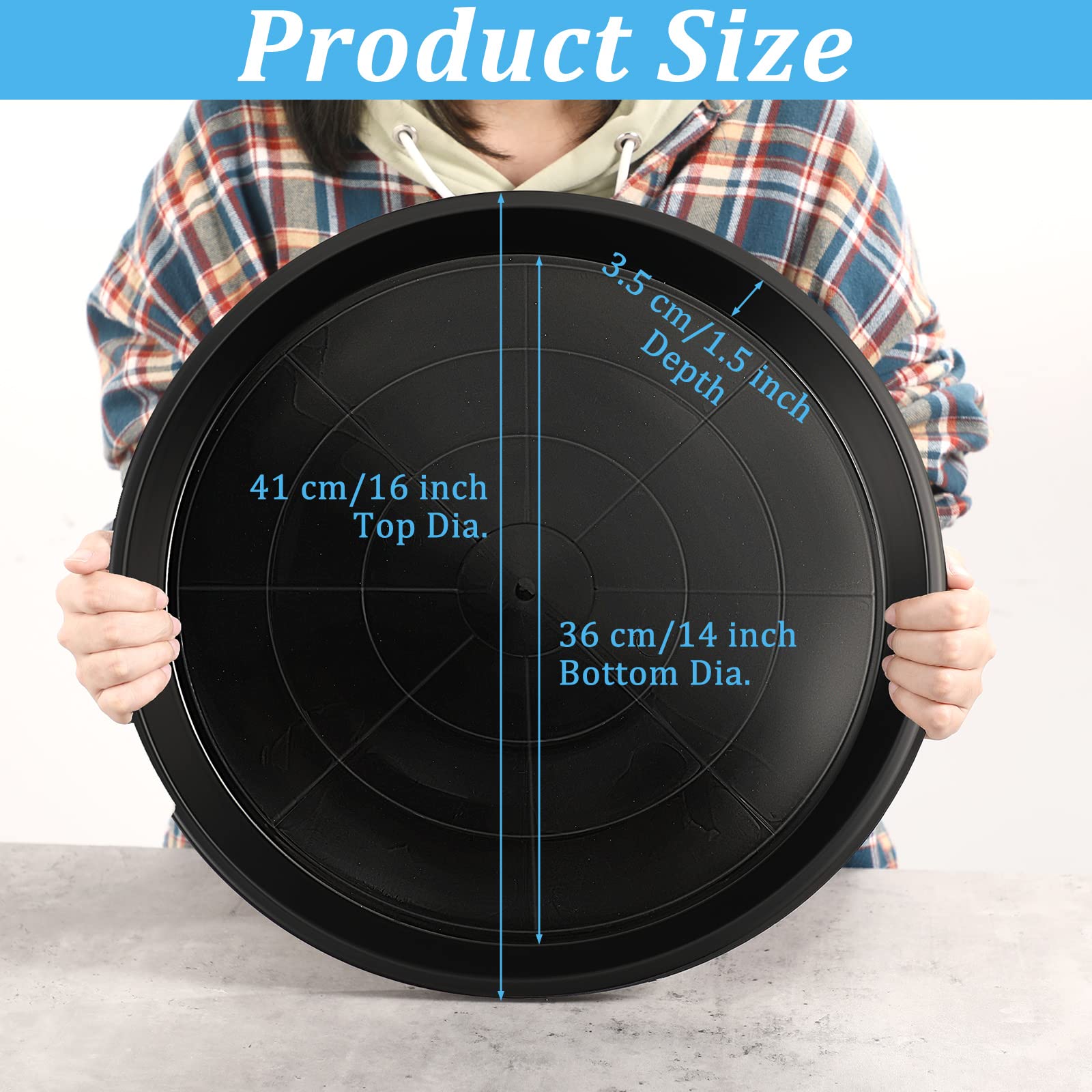 Eccliy 6 Pack Plant Saucer 16 Inch Black side view