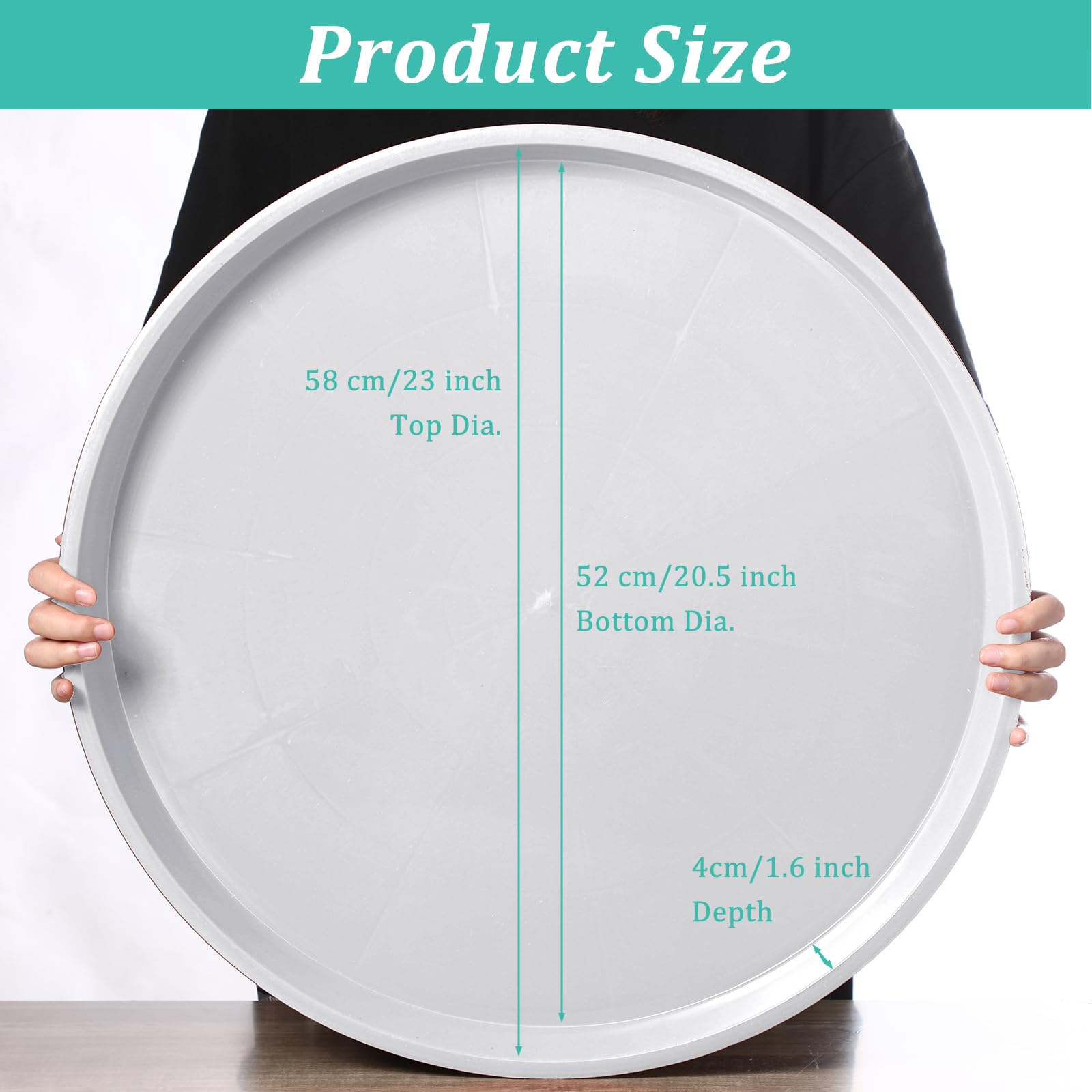 Eccliy plant saucer showing heavy-duty plastic material