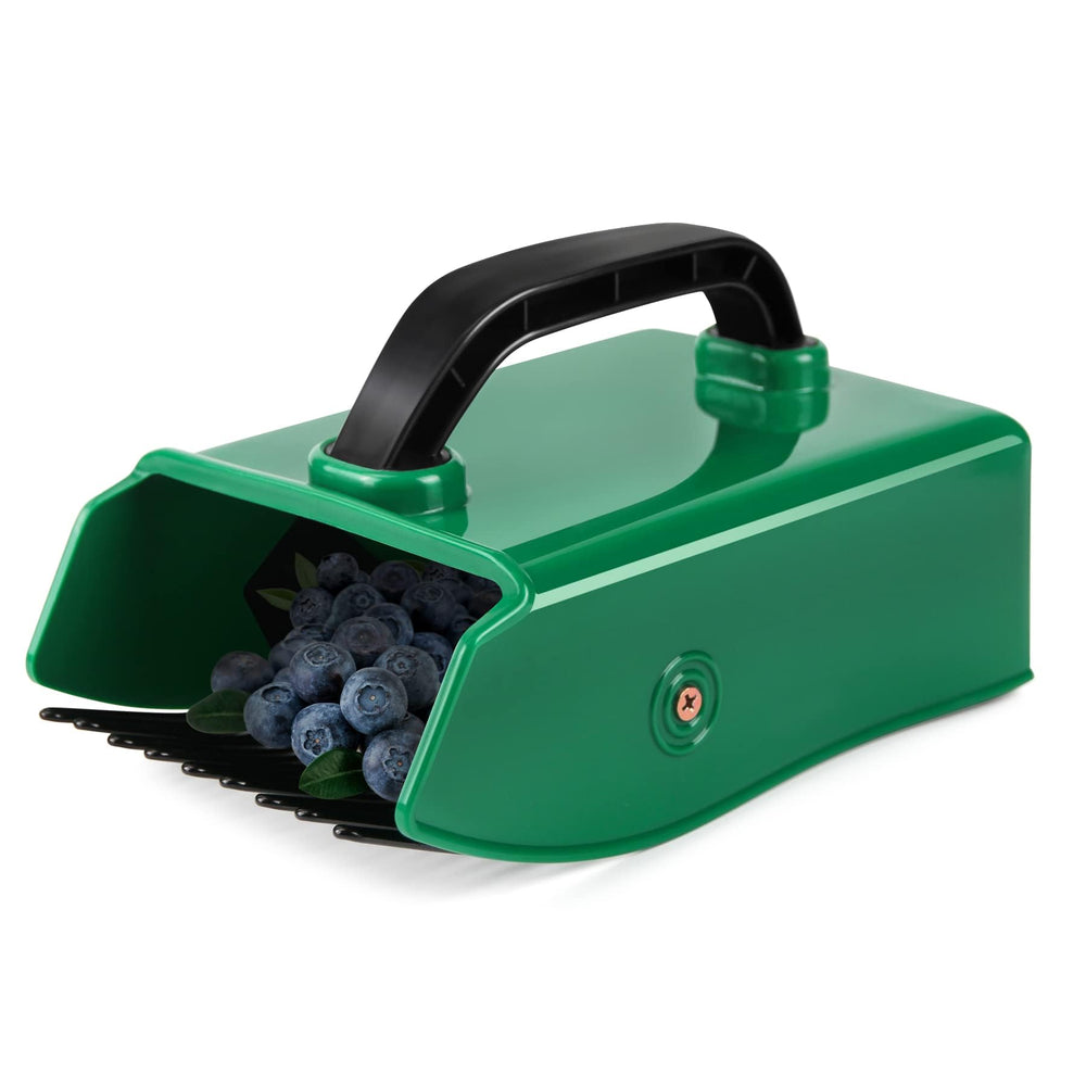 Ech.Apr Berry Picker Rake with berries in use
