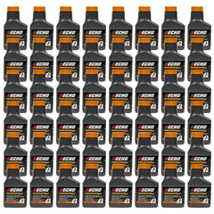 ECHO 2-Stroke Engine Oil bottles arranged on a shelf