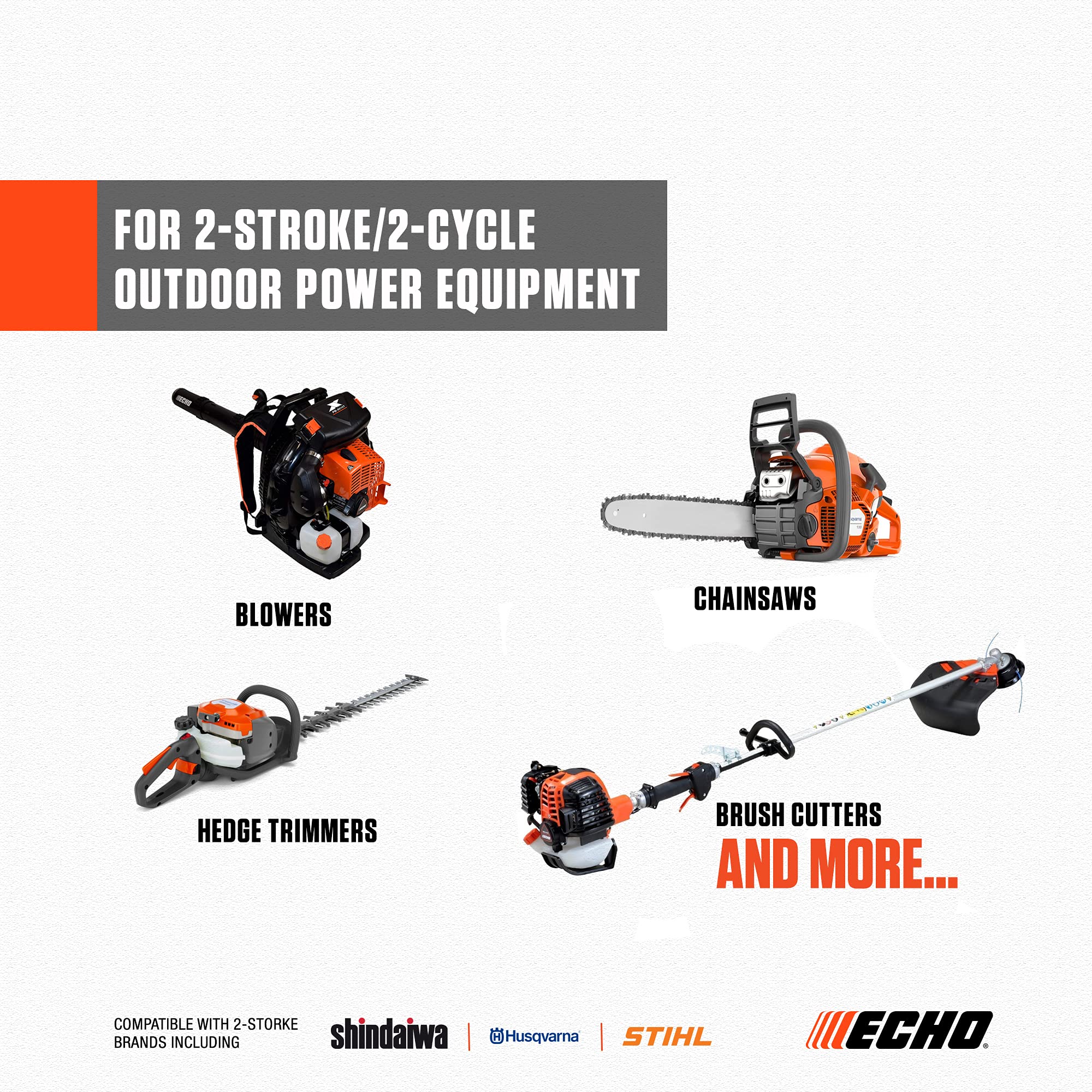 Echo Power Blend Gold Oil Mix usage with outdoor power tools