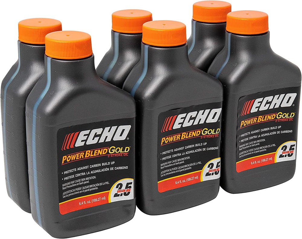 Echo PowerBlend Gold 2-Stroke Engine Oil bottle close-up