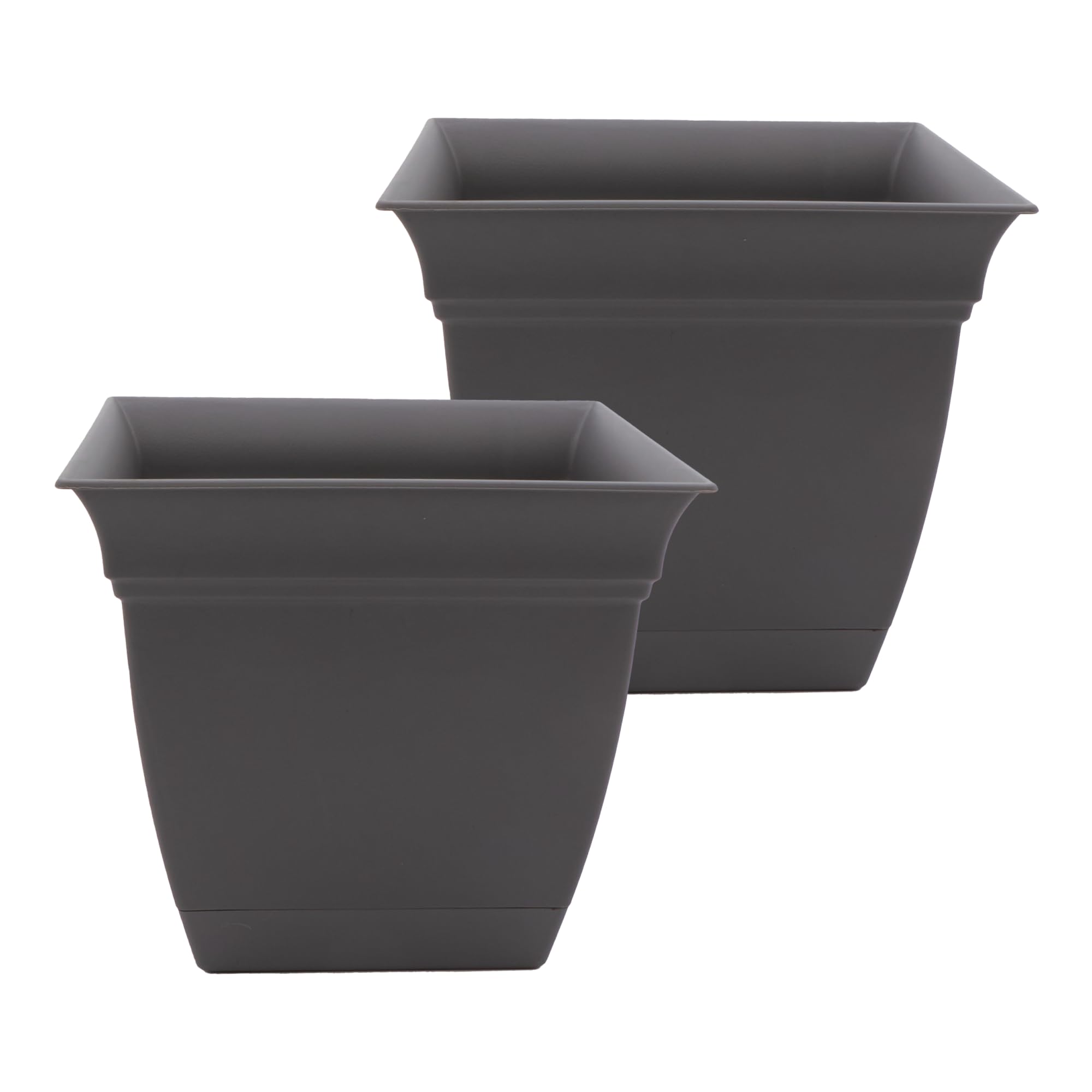 Eclipse Square Planter Pot 10 Inch Warm Gray front view
