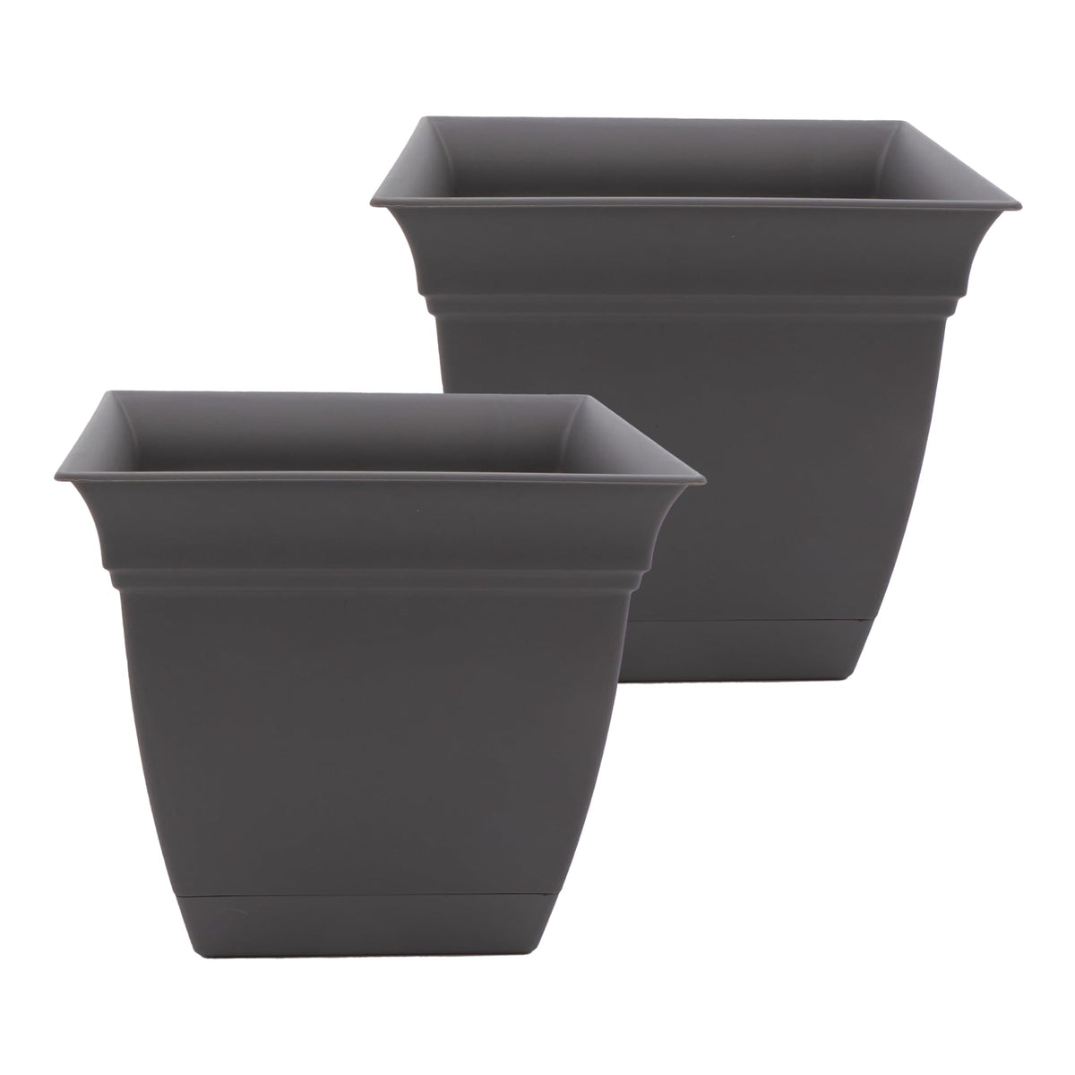 Eclipse Square Planter Pot 10 Inch Warm Gray front view